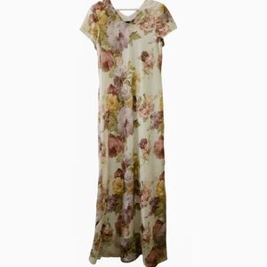All That Jazz Pastel Floral Cap Sleeve Long Maxi Dress VTG 90s Fit S-M (M Tag)